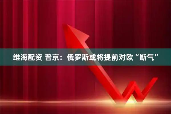 维海配资 普京：俄罗斯或将提前对欧“断气”
