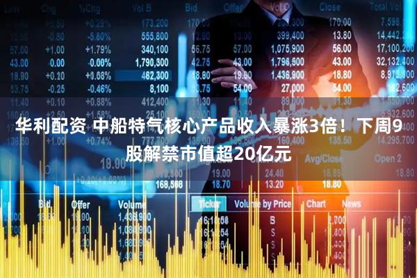 华利配资 中船特气核心产品收入暴涨3倍！下周9股解禁市值超20亿元